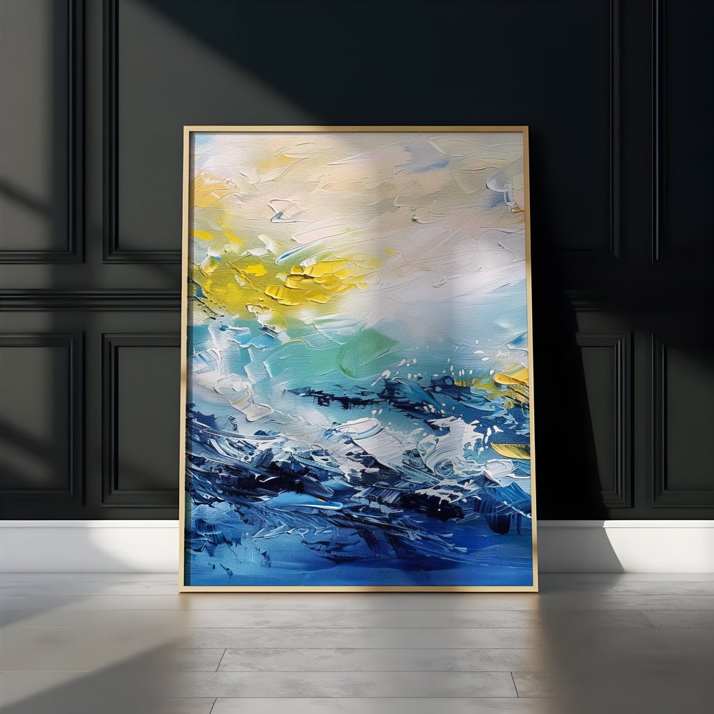 Ocean's Symphony: Impressionist Crashing Waves Art | Vibrant & Energetic Seascape Decor
