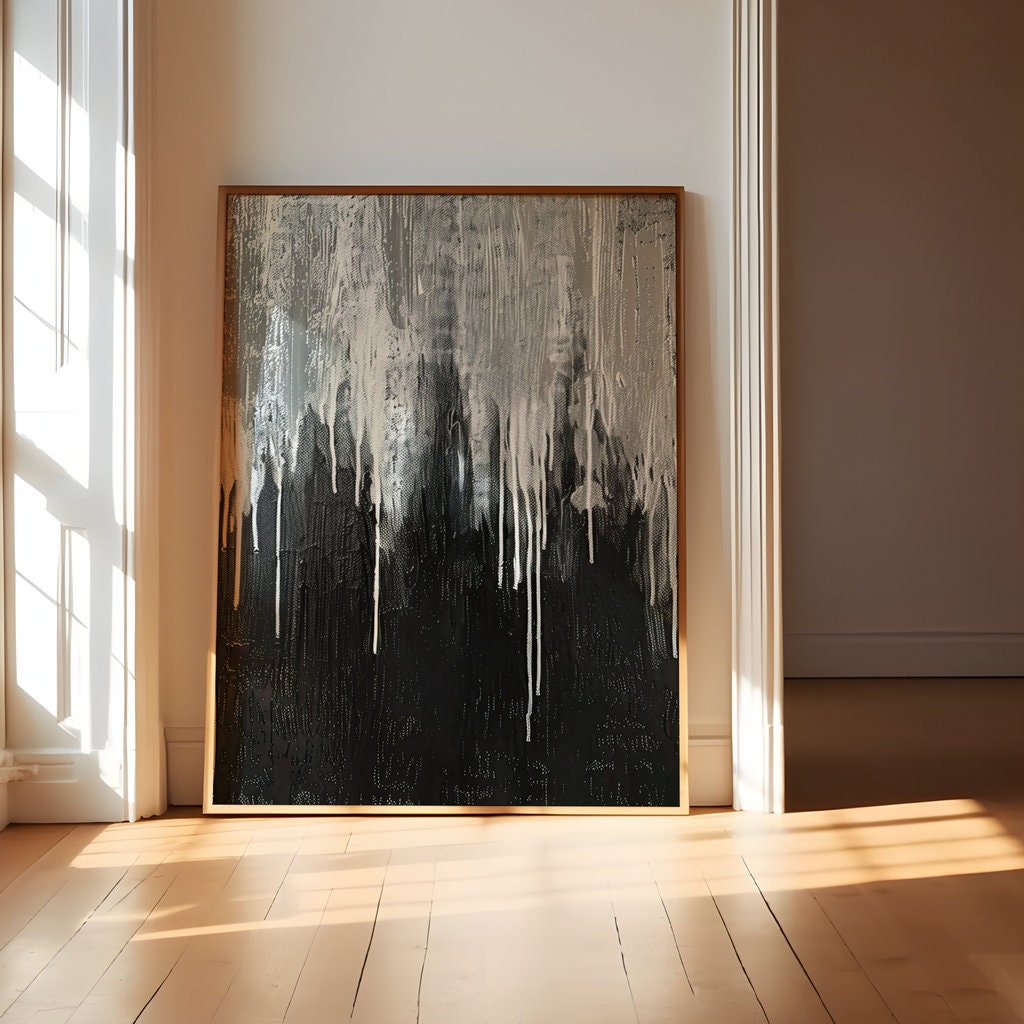 Abstract  black and white dripping Interactive Wall Art