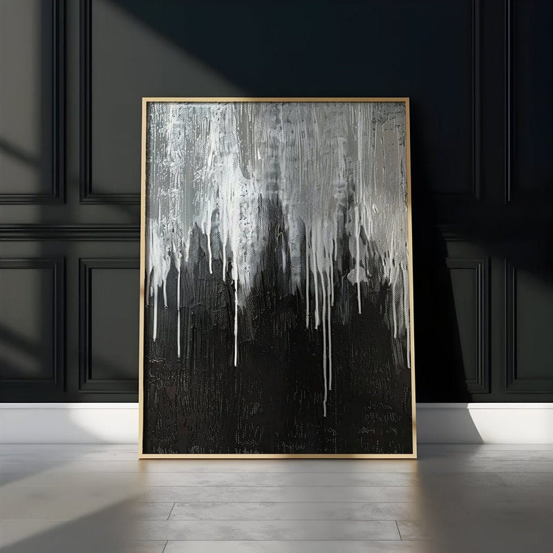 Interactive Wall Art – Abstract Black and White Dripping Wall Decor for Modern Home