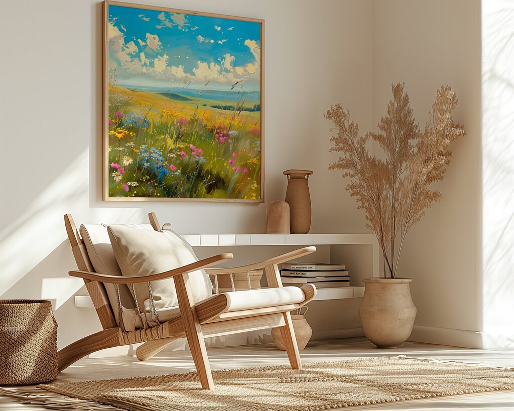 Summer's Embrace: Impressionist Wildflower Meadow | Joyful & Serene Landscape Art