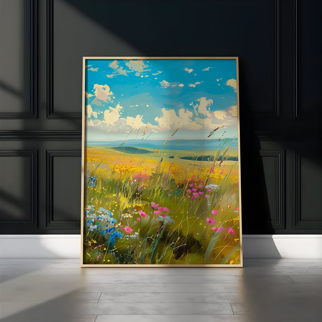 Summer's Embrace: Impressionist Wildflower Meadow | Joyful & Serene Landscape Art