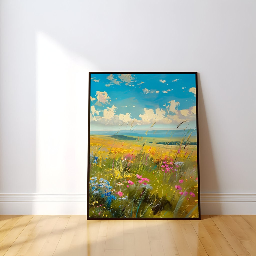 Summer's Embrace: Impressionist Wildflower Meadow | Joyful & Serene Landscape Art