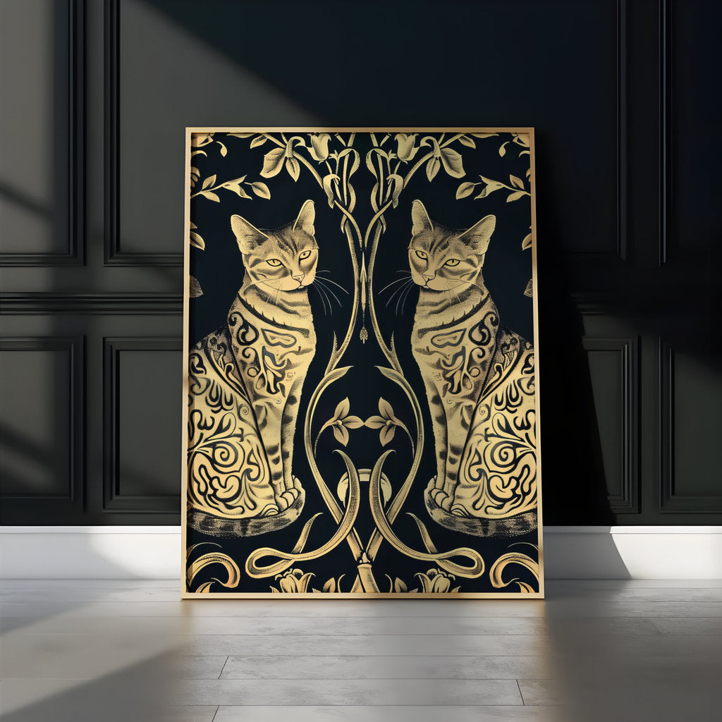 Golden Bengals Art Nouveau Elegance Interactive Wall Art