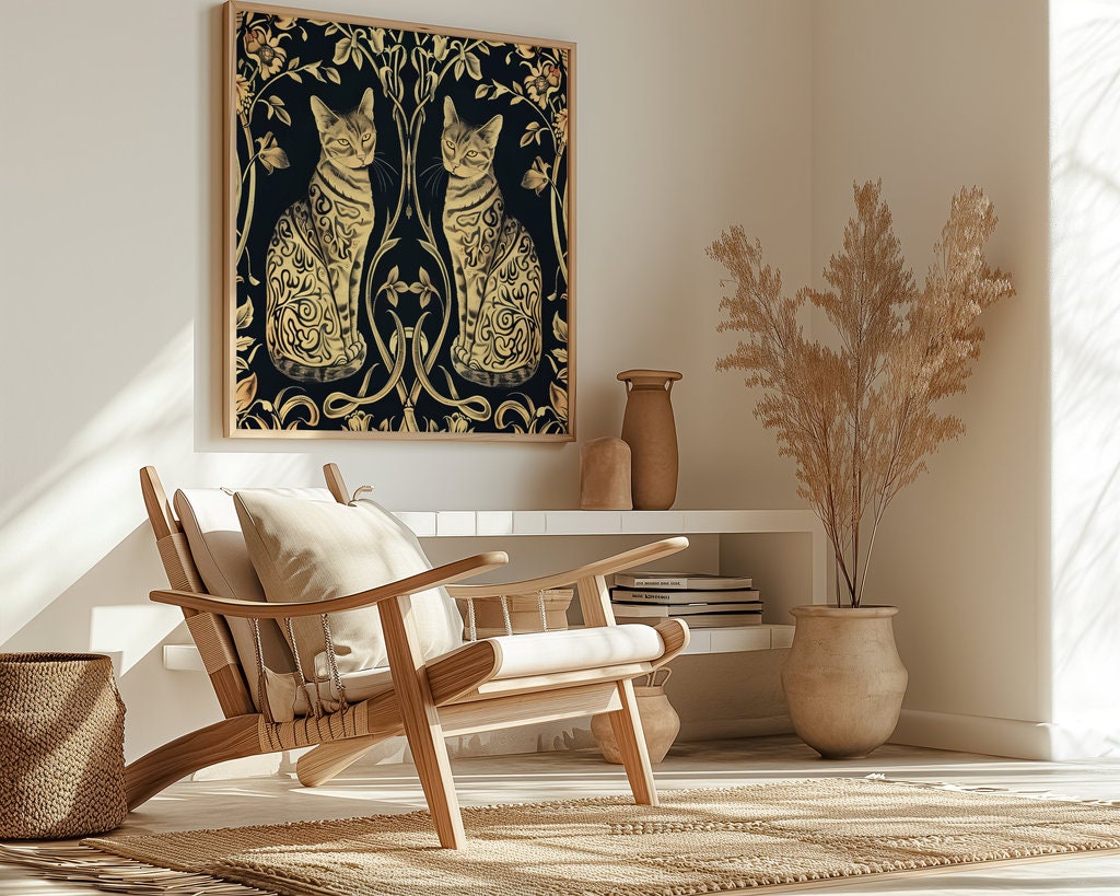 Golden Bengals Art Nouveau Elegance Interactive Wall Art