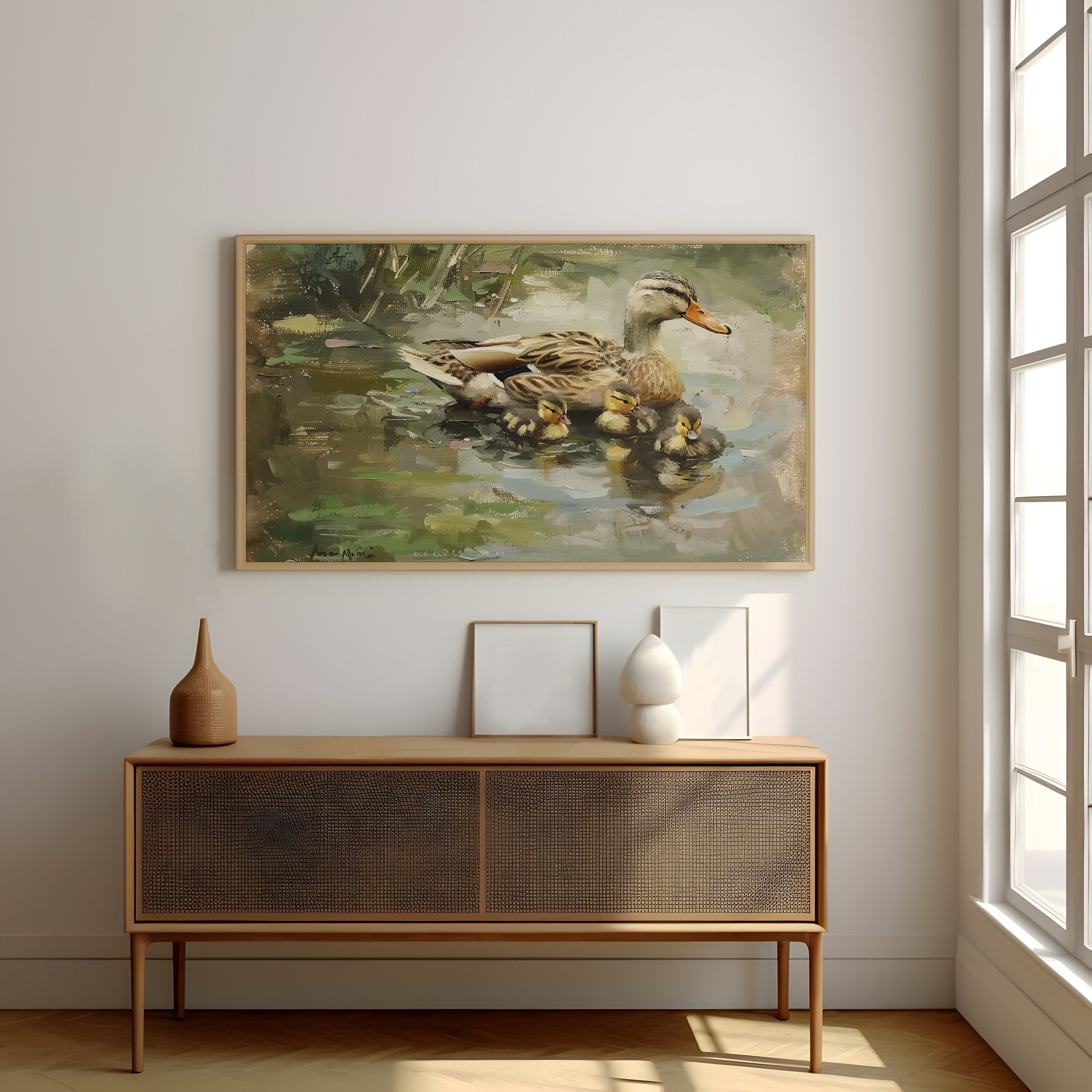 Gentle Waters Mother Duck and Ducklings Interactive Wall Art