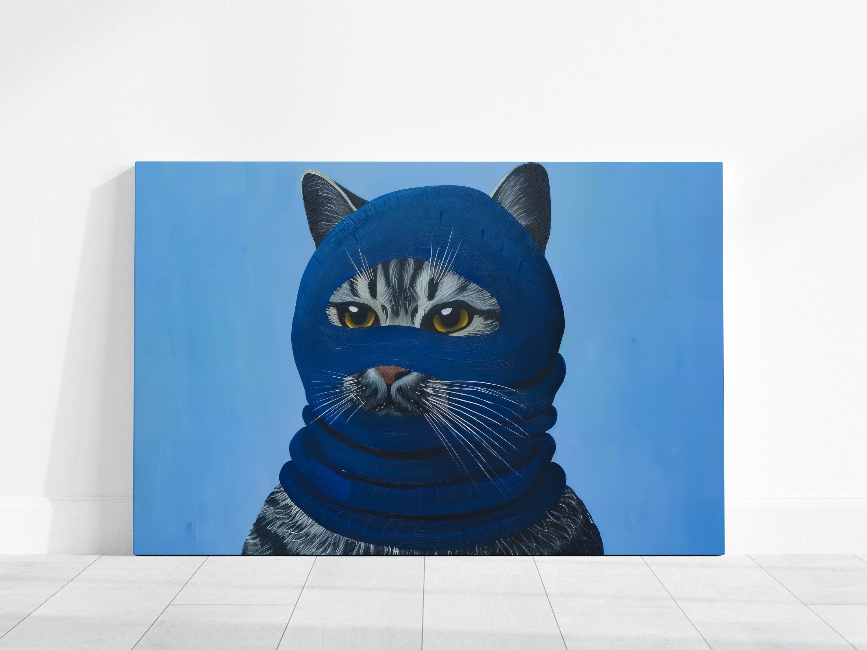 Masked Majesty Cat Minimalist Art Interactive Wall Art