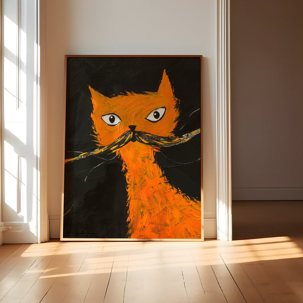 Whisker Wonderland Orange Cat in Whimsical Style Interactive Wall Art