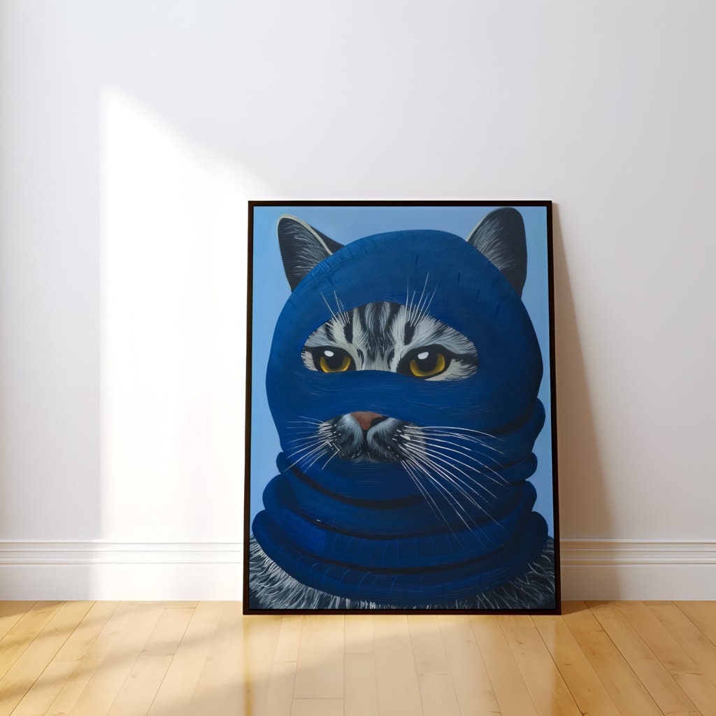 Masked Majesty Cat Minimalist Art Interactive Wall Art