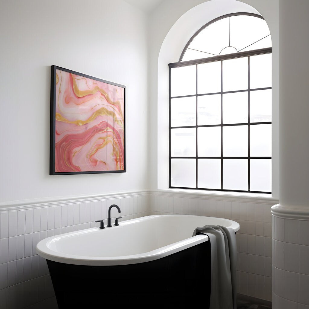 Opulent Veins: Abstract Pink and Gold Marble Art | Elegant & Luxurious Wall Decor