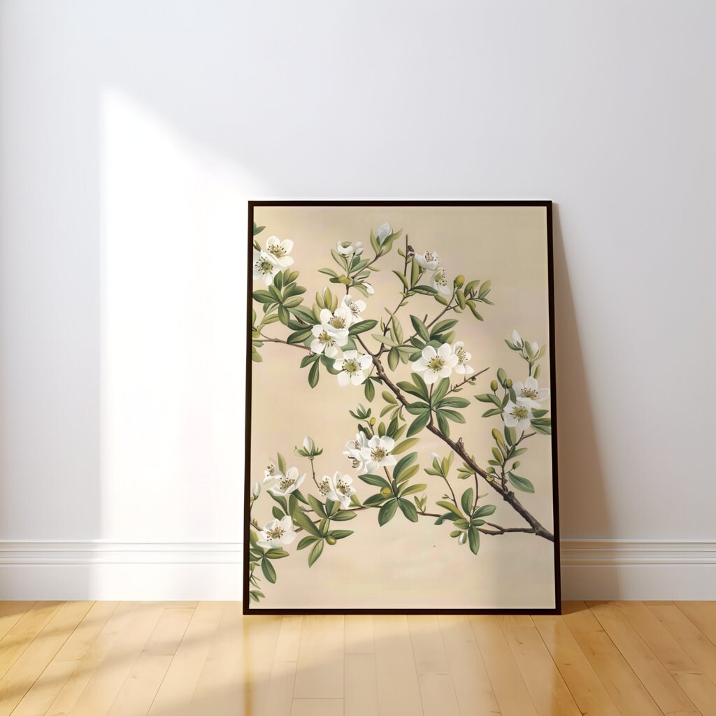 The Governor's Garden: Vintage Botanical White Flower Print | Elegant & Serene Wall Decor