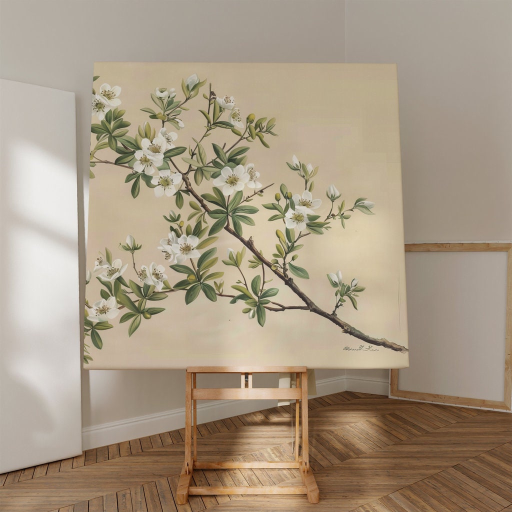 The Governor's Garden: Vintage Botanical White Flower Print | Elegant & Serene Wall Decor