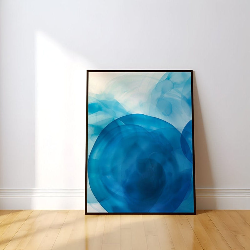 Blue Abstract Wall Art | Soothing Blue Tones & Ethereal Watercolor Texture – Modern Wall Decor