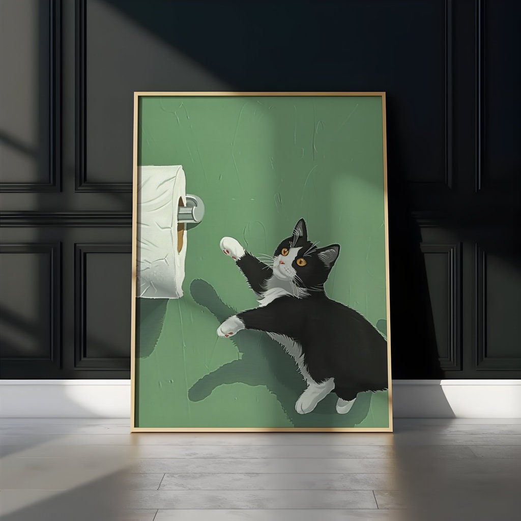 Tuxedo Trouble Cat Illustrations Interactive Wall Art