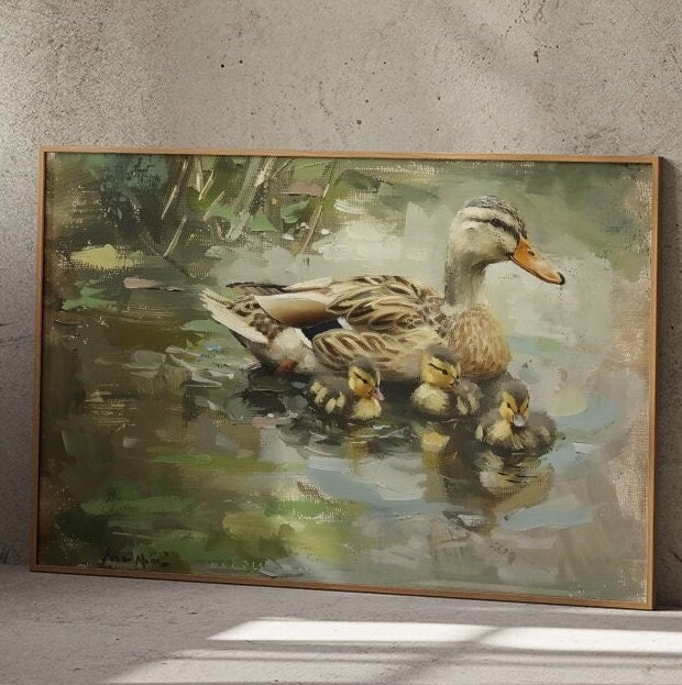 Gentle Waters Mother Duck and Ducklings Interactive Wall Art