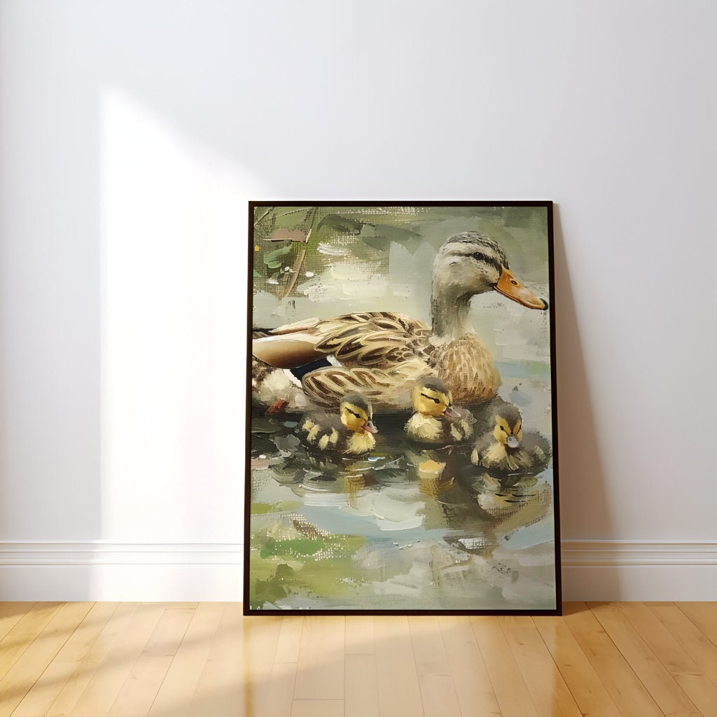 Gentle Waters Mother Duck and Ducklings Interactive Wall Art