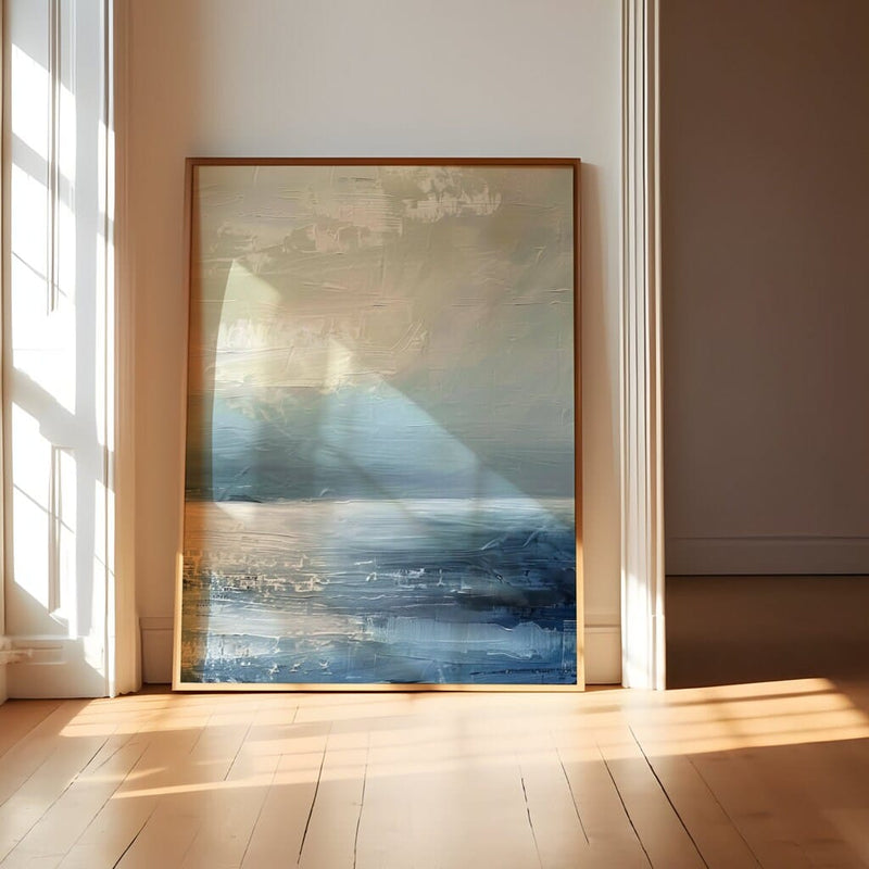 Sunset Ocean Art - Calming Seascape Painting | Tranquil Sunset Waves Wall Decor