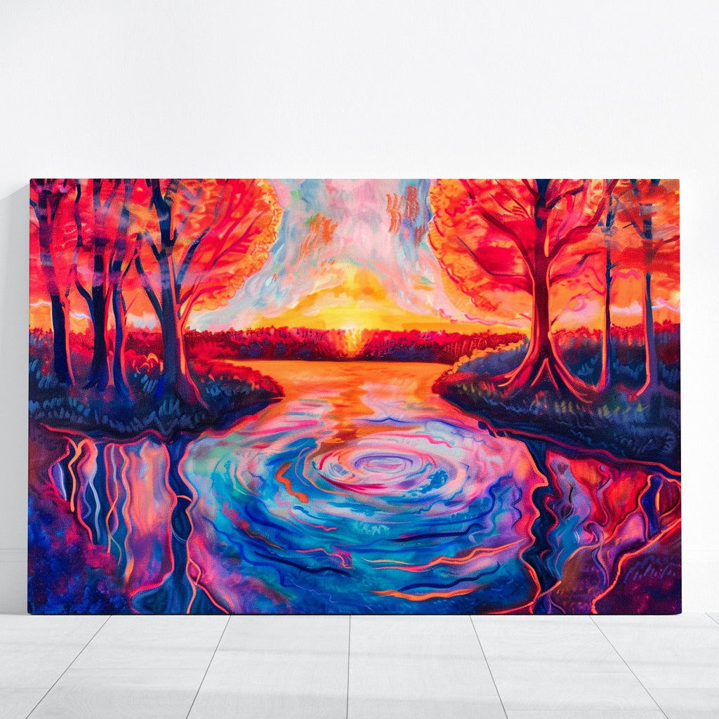 Psychedelic Forest: Vibrant & Surreal Landscape Art | Colorful & Whimsical Wall Decor