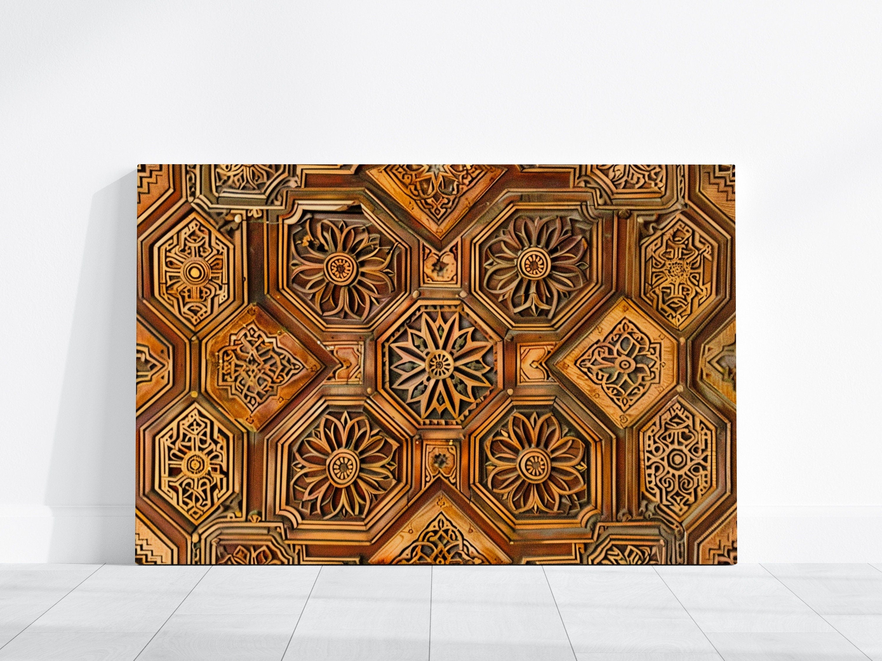 Ornate Grandeur: Intricate Geometric & Floral Ceiling Art | Architectural Beauty Wall Decor