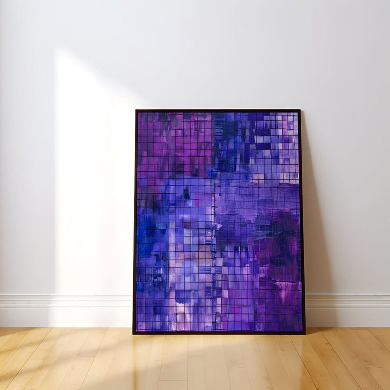 Abstract Grid Art – Modern Blue Purple Artwork | Sophisticated Wall Decor