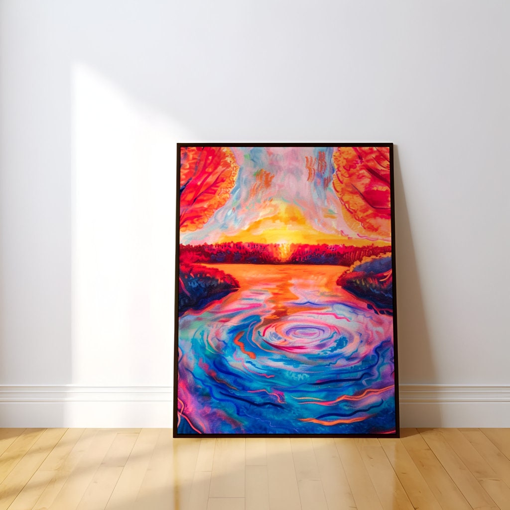 Psychedelic Forest: Vibrant & Surreal Landscape Art | Colorful & Whimsical Wall Decor