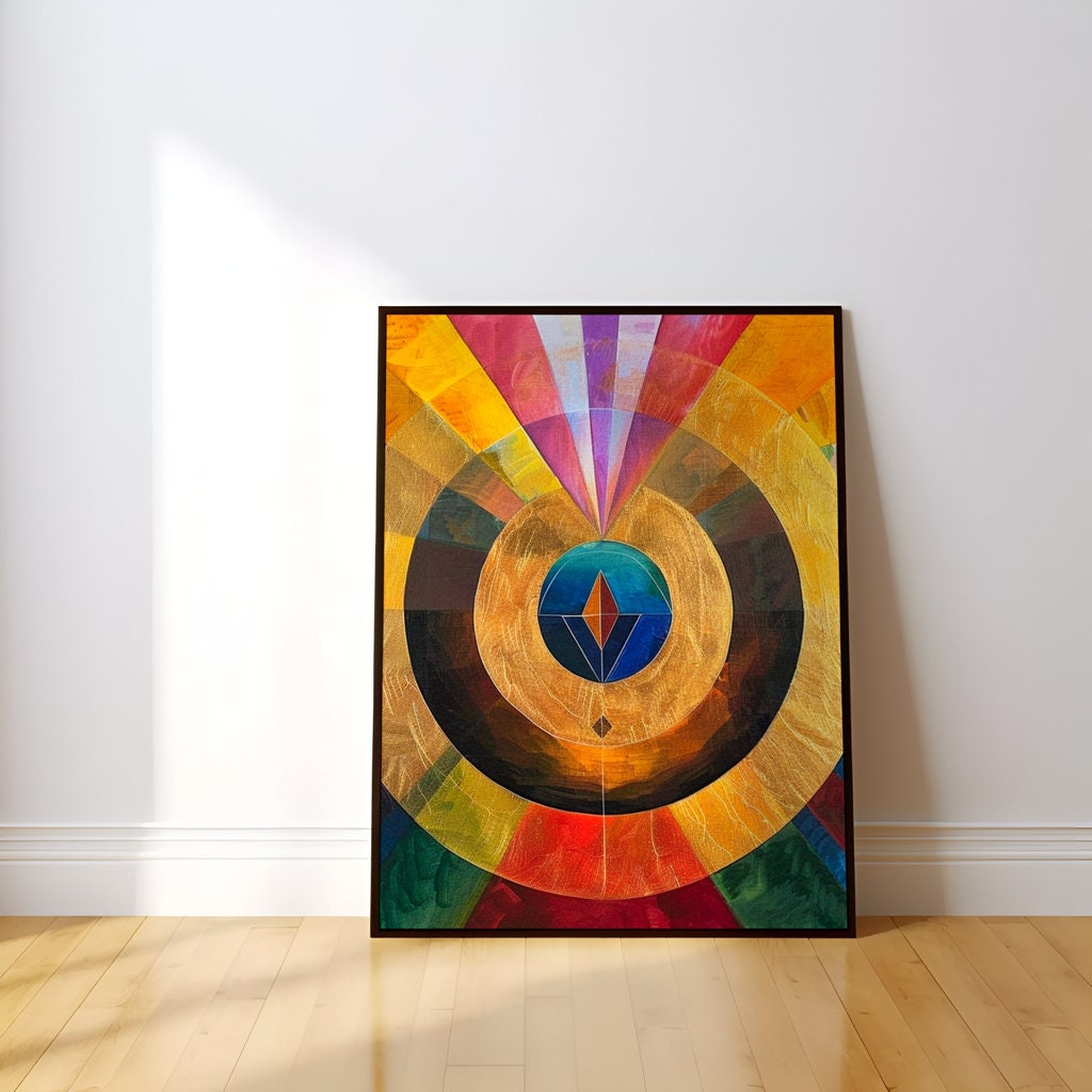 The Diamond Soul: Spiritual Mandala with Golden Accents | Vibrant & Elegant Abstract Art