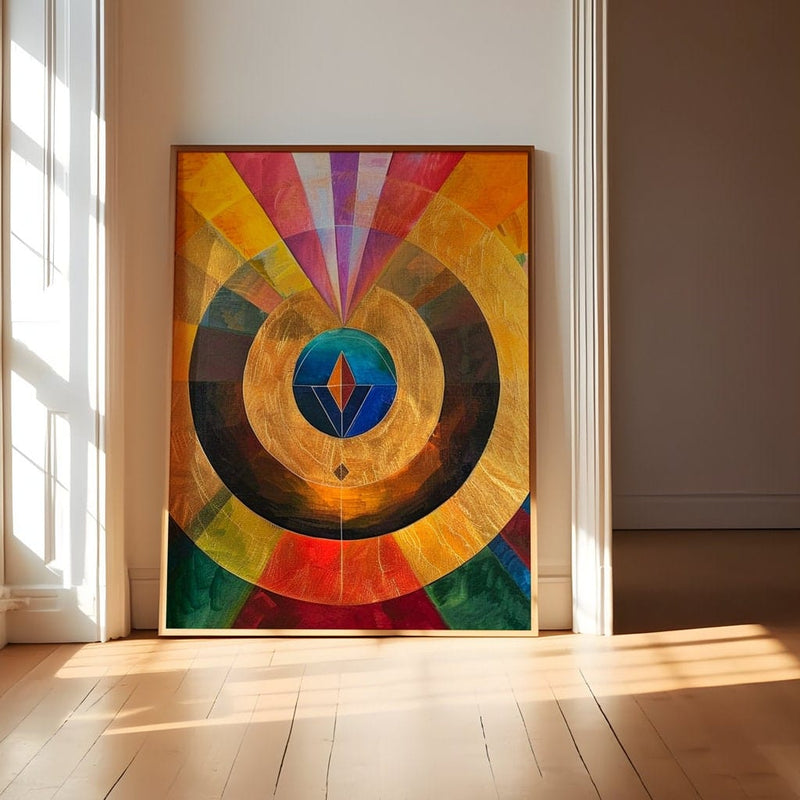 Spiritual Mandala Art – Vibrant Mandala Print | Golden Accent Painting & Elegant Decor