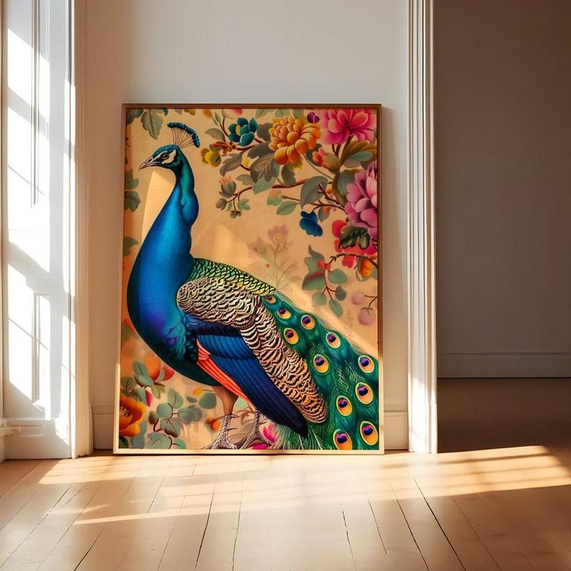 Peacock Art Print - Vibrant Bird Decor | Elegant Wildlife Wall Art for Living Room