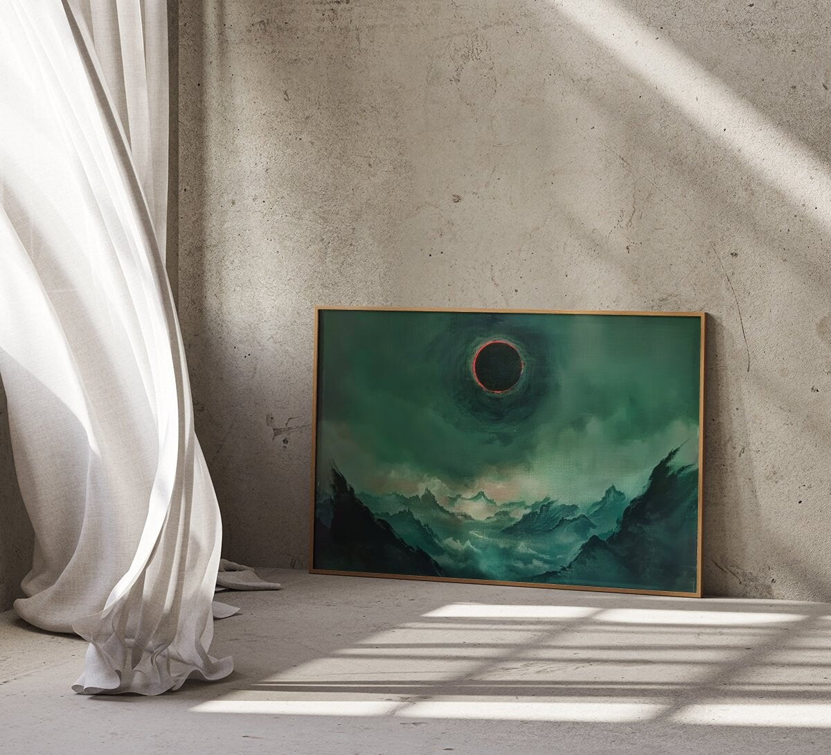 Eclipse of Shadows Dark Fantasy Landscape with Total Solar Eclipse Interactive Wall Art