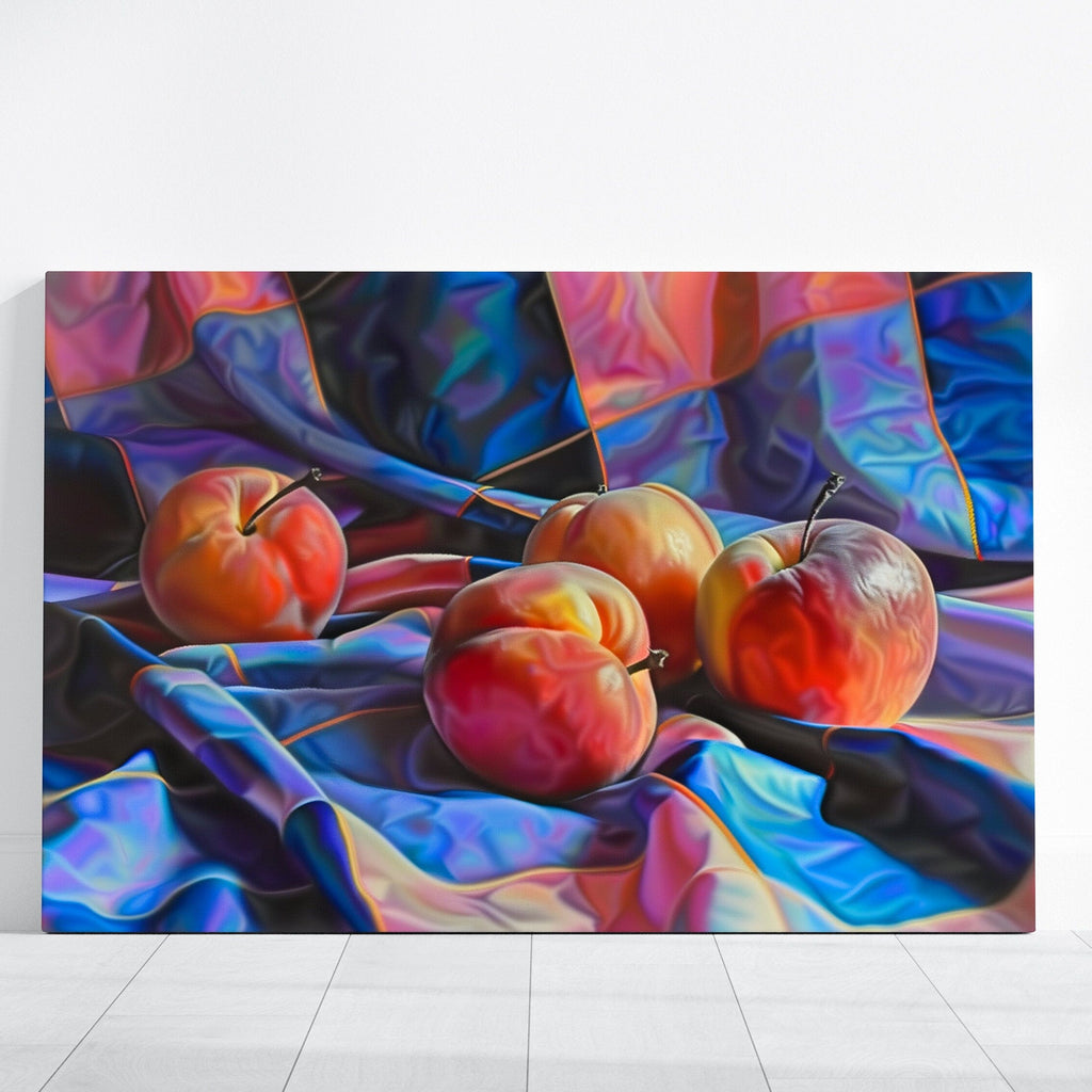 Summer's Blush: Hyperrealistic Peach Still Life | Vibrant & Luscious Fruit Wall Art