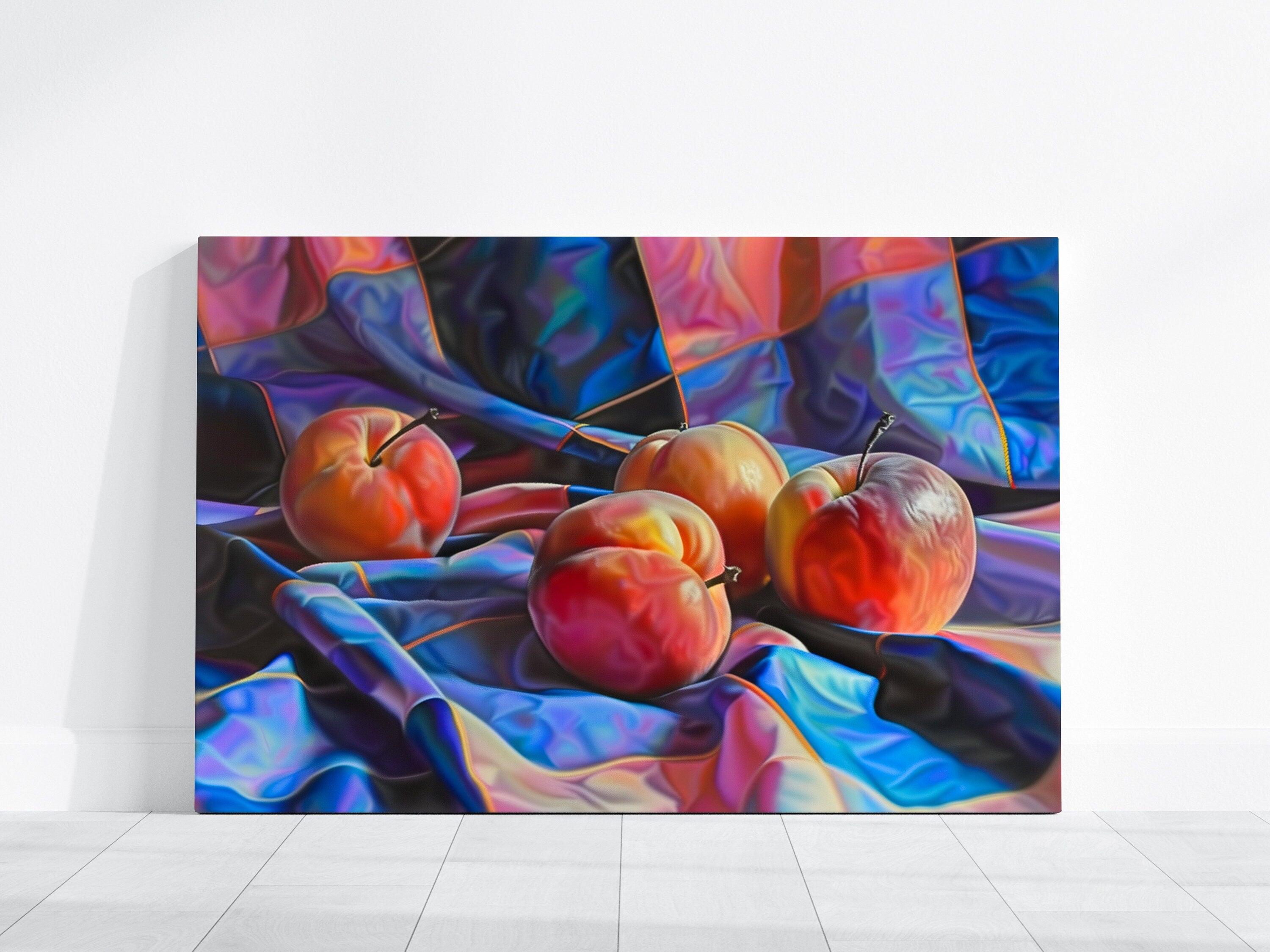 Summer's Blush: Hyperrealistic Peach Still Life | Vibrant & Luscious Fruit Wall Art