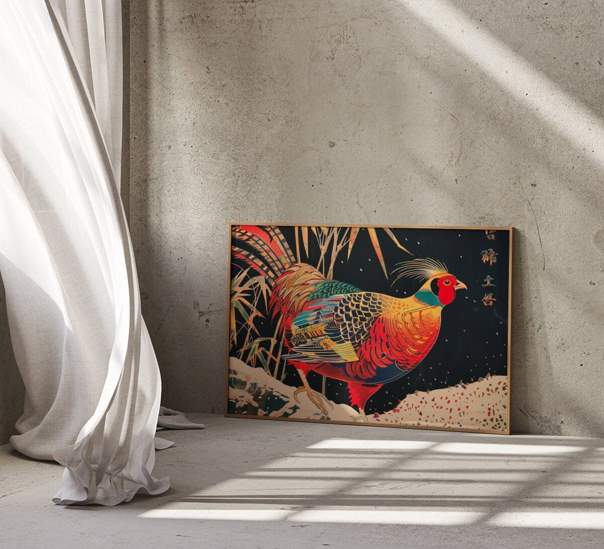 Golden Pheasant Majesty Traditional Japanese Interactive Wall Art