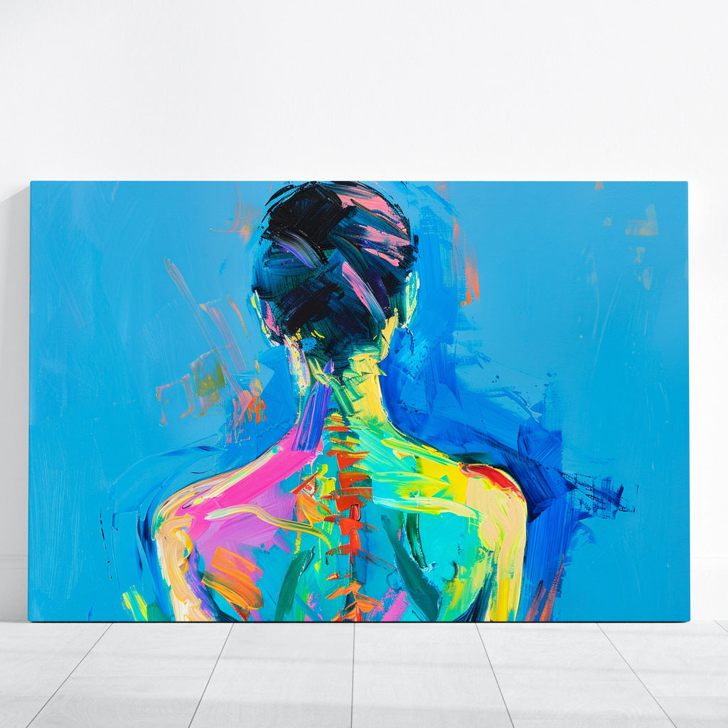 Elegant Back View Expressive Brushstrokes of Woman with Vibrant Colors Interactive Wall Art