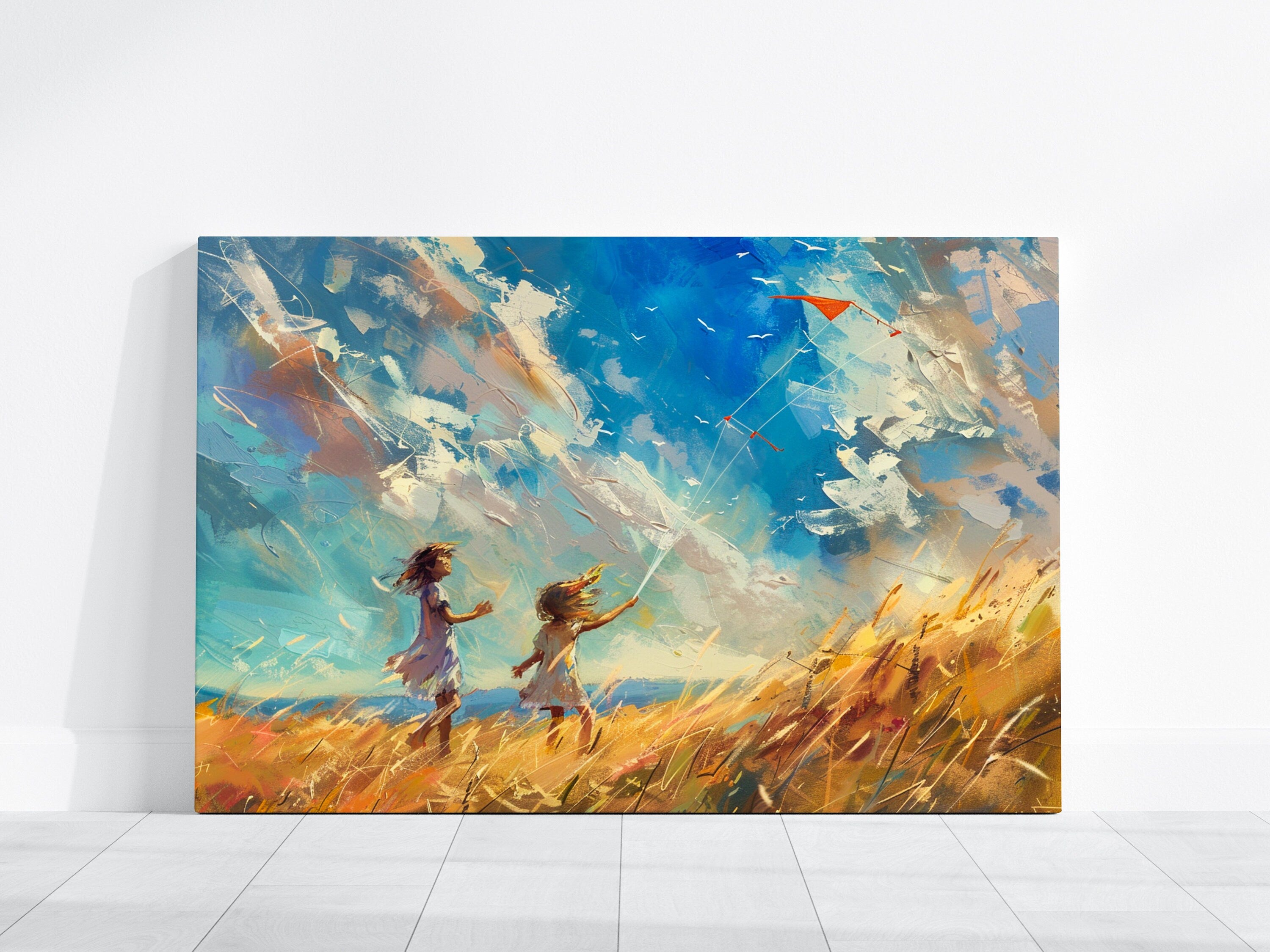 Carefree Kites Vibrant Impressionist Interactive Wall Art