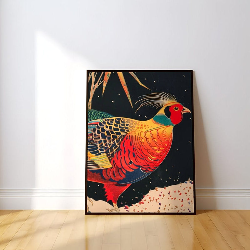 Golden Pheasant Art Print – Traditional Japanese Wall Decor | Vibrant Bird & Bamboo
