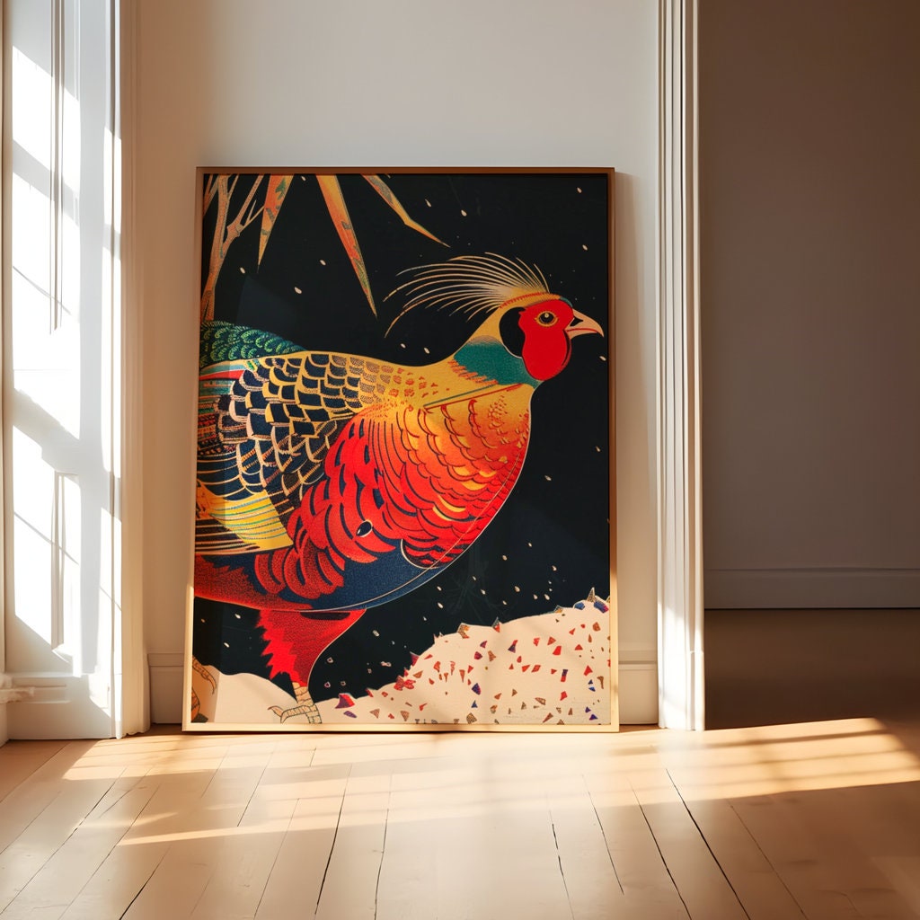 Golden Pheasant Majesty Traditional Japanese Interactive Wall Art