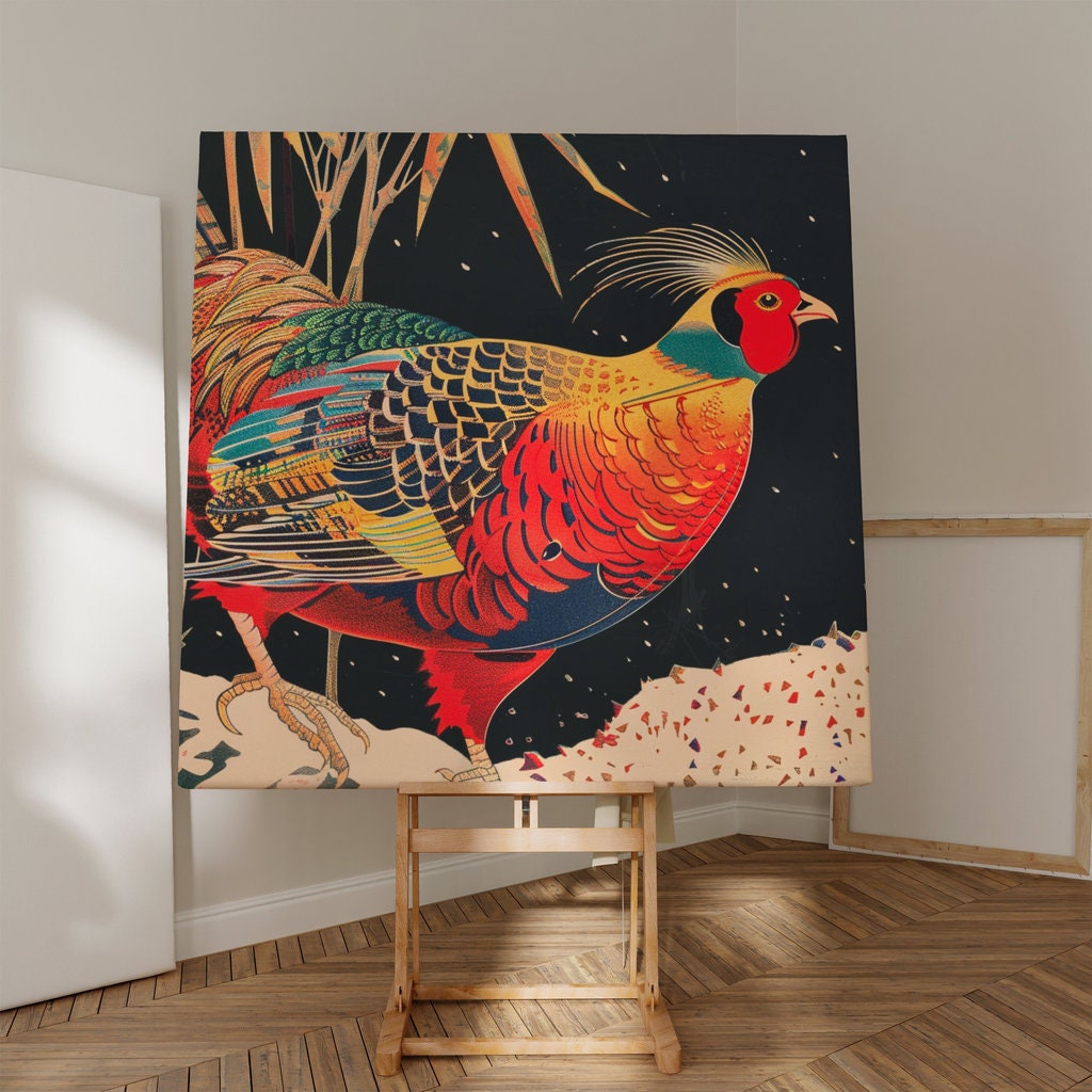 Golden Pheasant Majesty Traditional Japanese Interactive Wall Art