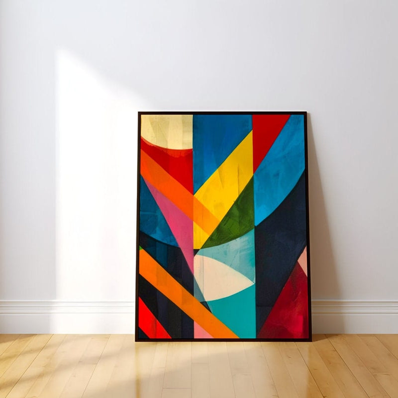 Dynamic Geometry Art – Vibrant Geometric Wall Decor with Circles & Triangles