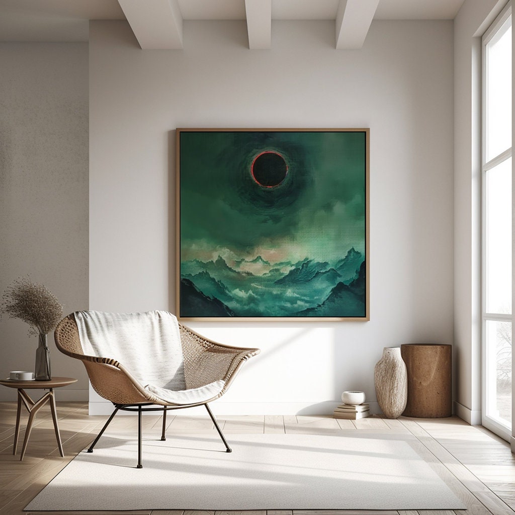 Eclipse of Shadows Dark Fantasy Landscape with Total Solar Eclipse Interactive Wall Art