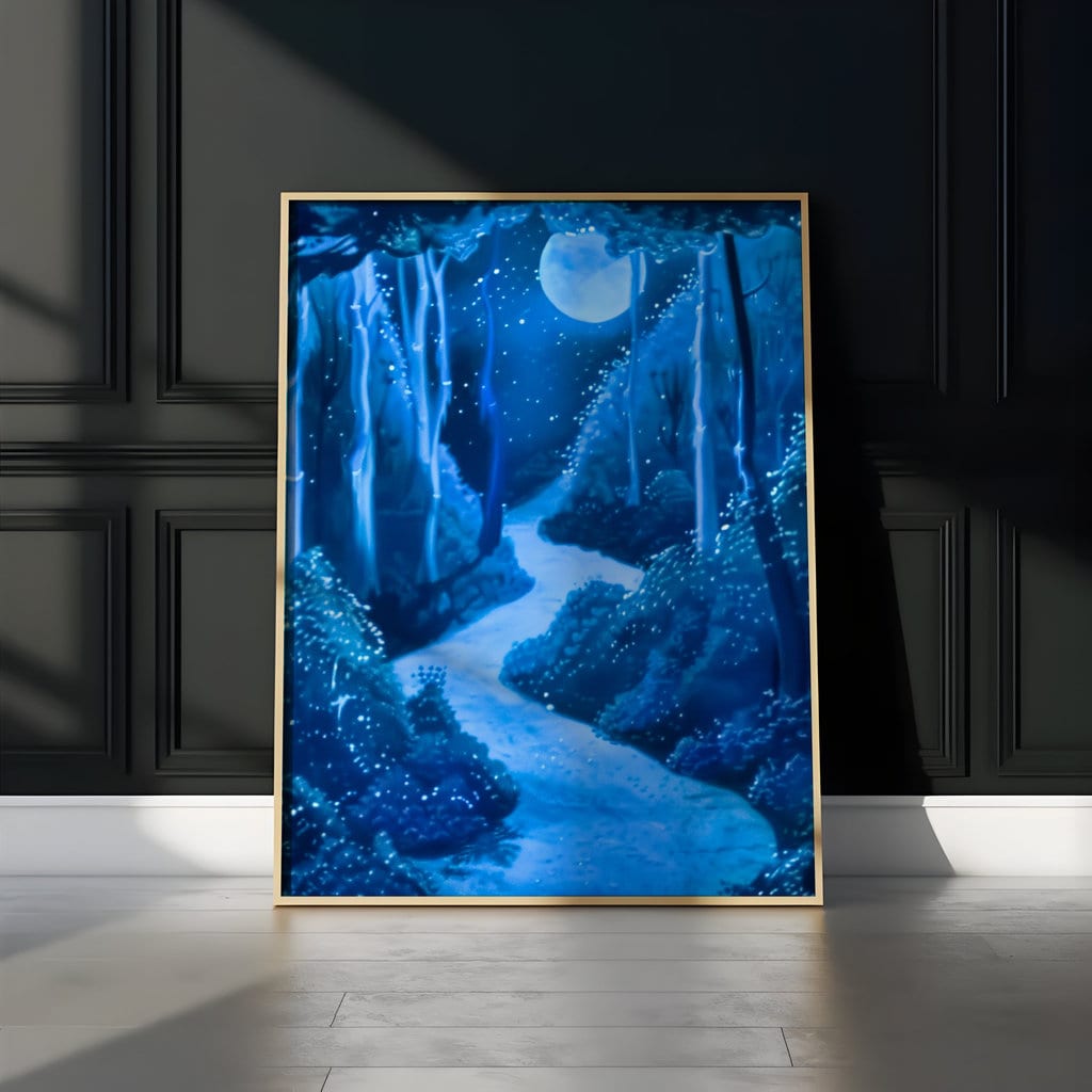 Moonlit Enchantment: Glowing Mushroom Forest Path | Fantasy & Whimsical Wall Art