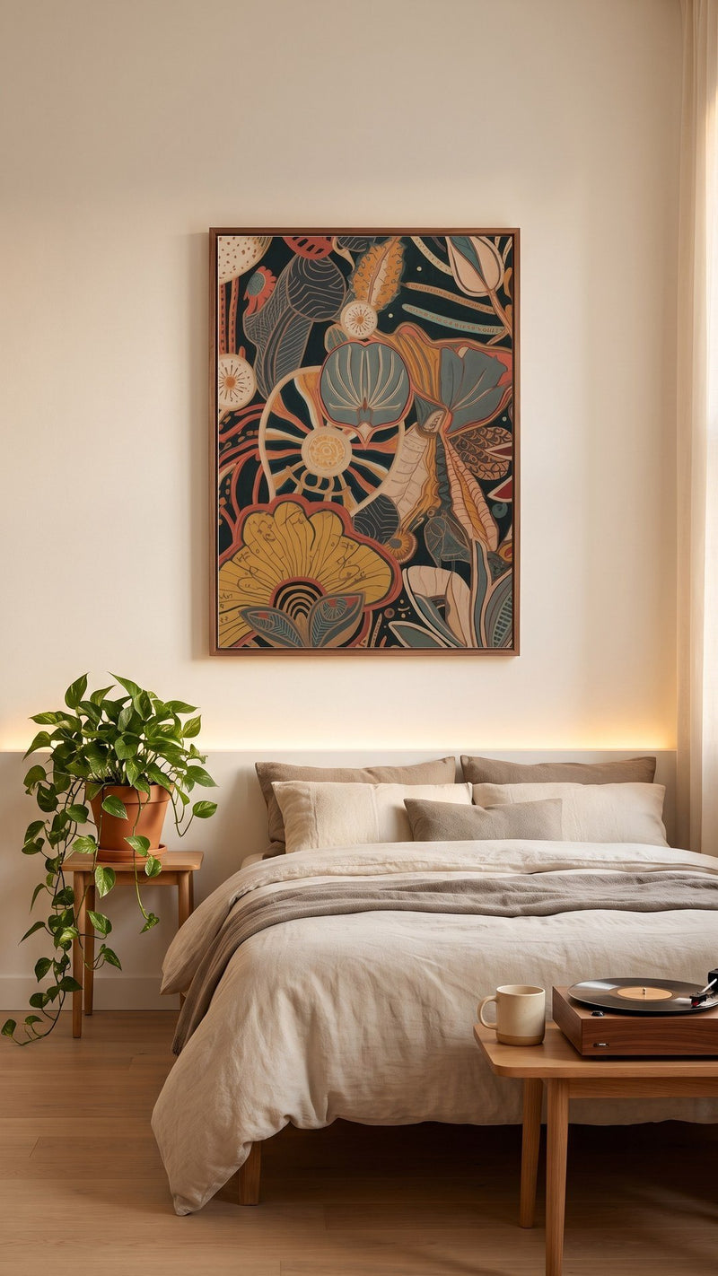 Midnight Botanical Tapestry Art Print