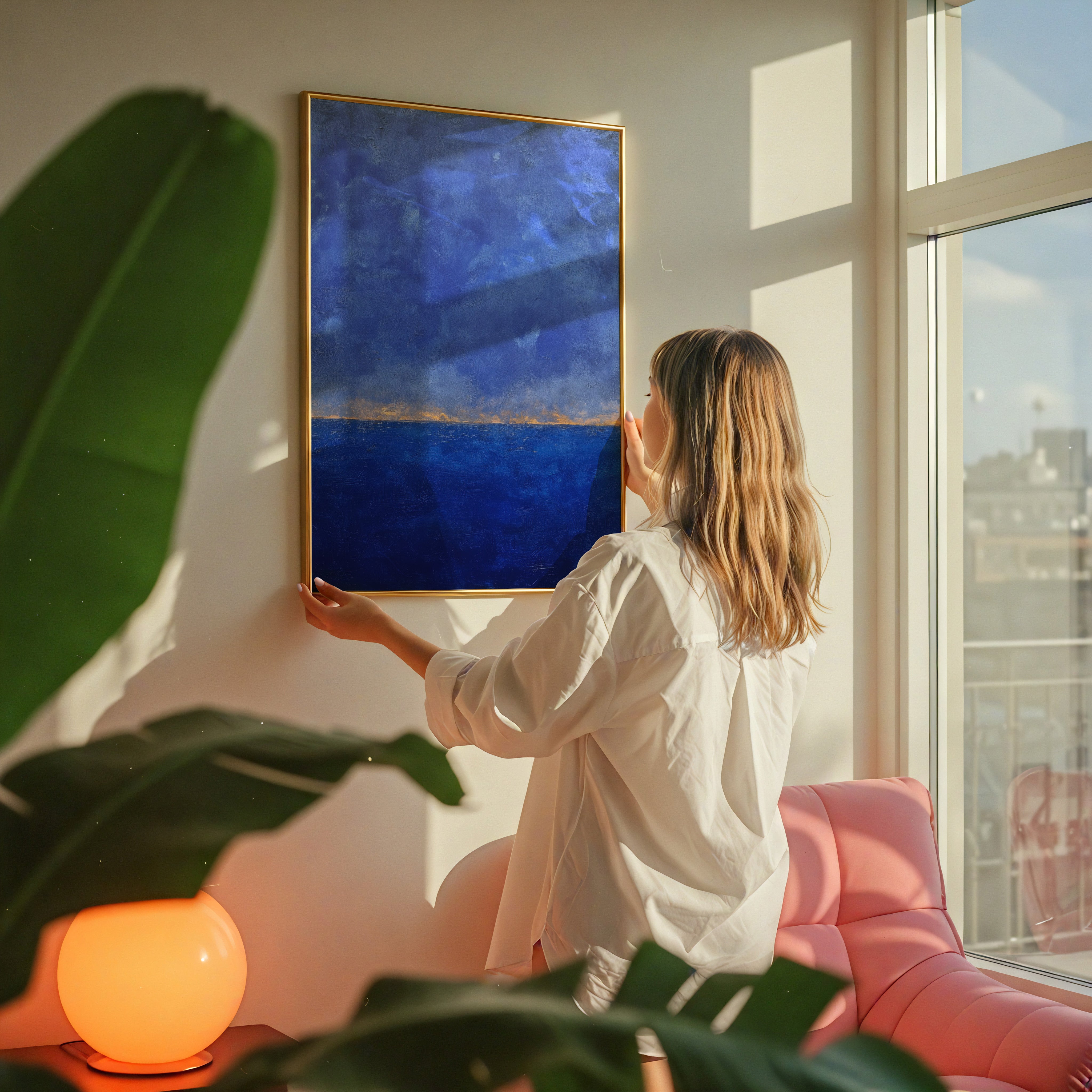 Abstract Color Field Art - Large Moody Blue Wall Art | Modern Oil Painting Print