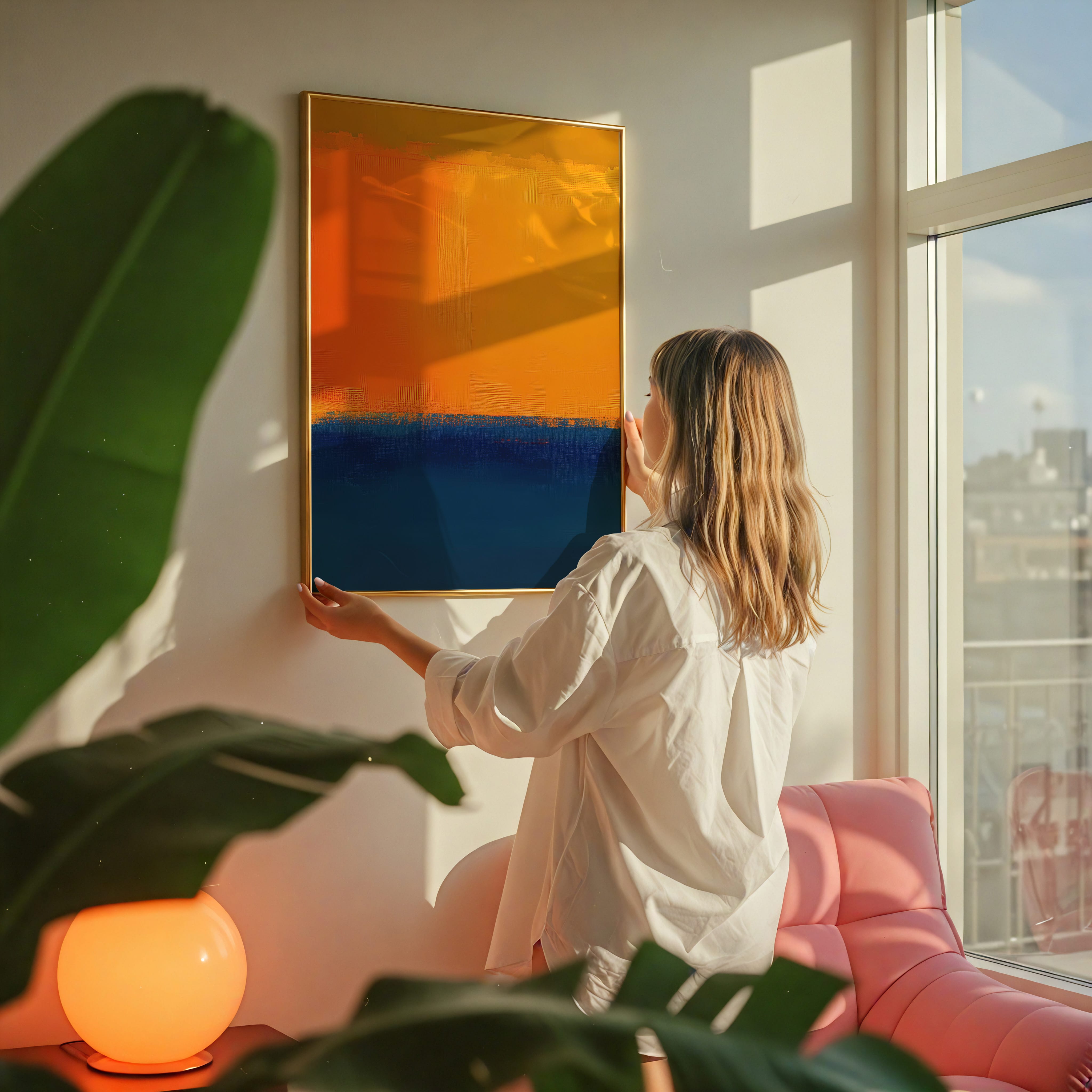 Abstract Wall Art – Twilight Horizon Color Field Print | Large Canvas Art, Moody Living Room Decor