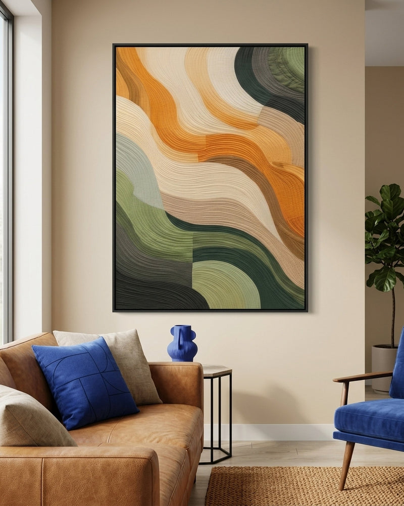 Modern Abstract Quilted Textile Art Print