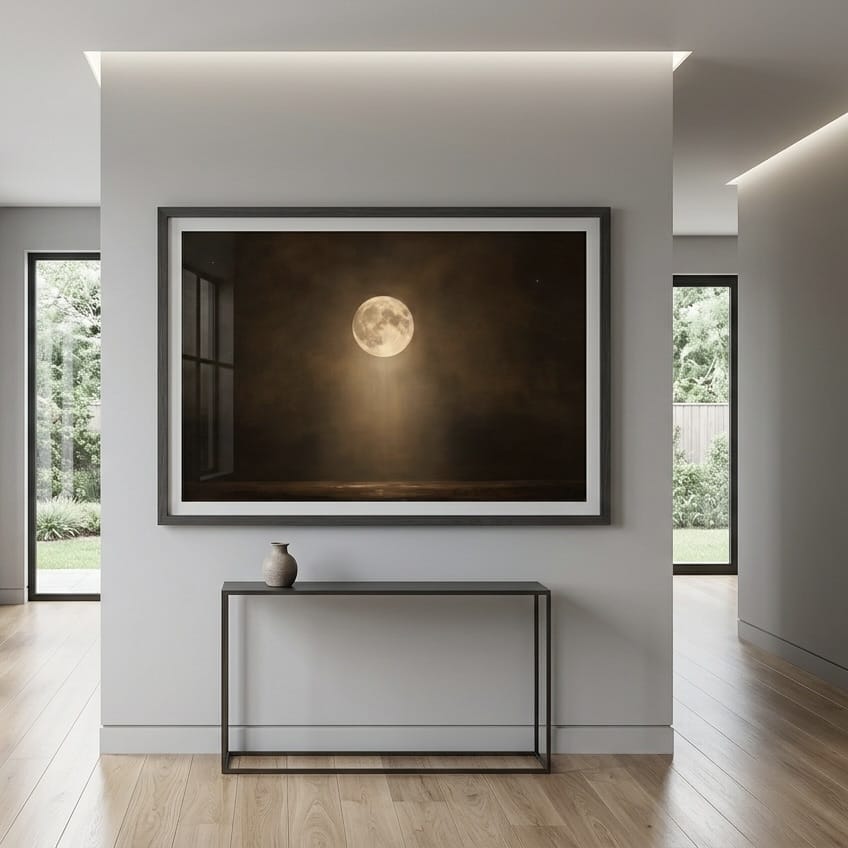 Vintage Full Moon Wall Art - Moody Celestial Canvas Print