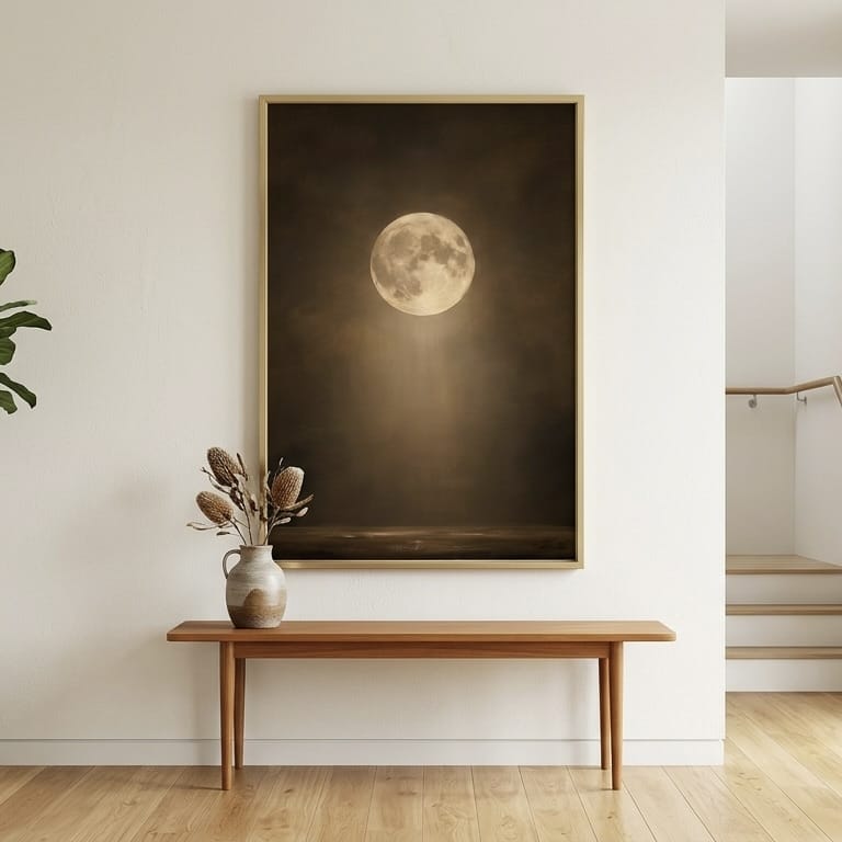 Vintage Full Moon Wall Art - Moody Celestial Canvas Print