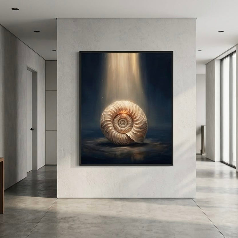 Abstract Ammonite Wall Art, Deep Blue and Gold