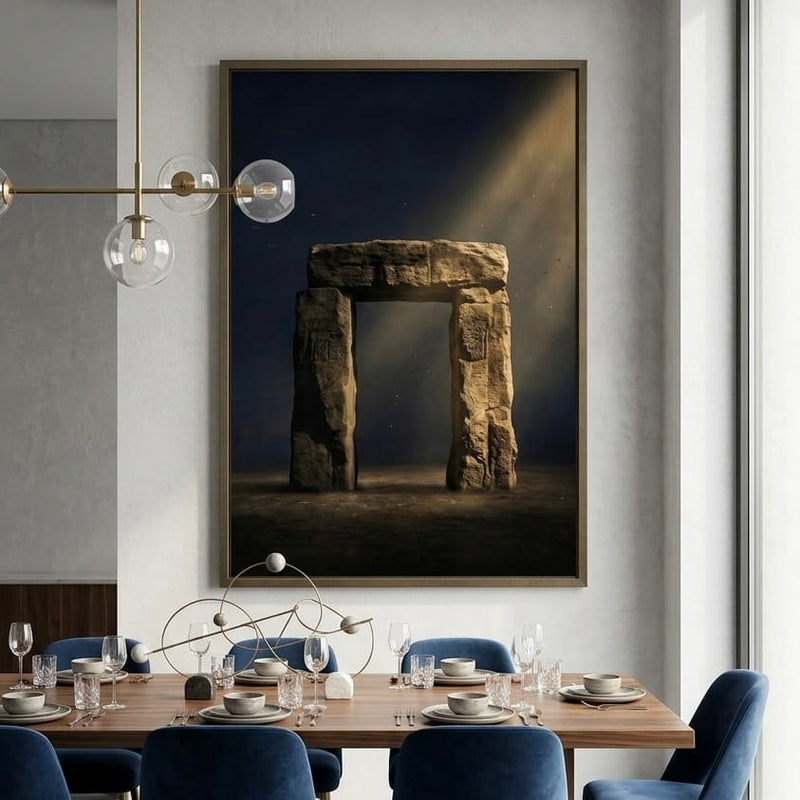 Mystical Stone Portal Print, Ancient Archway, Night Sky