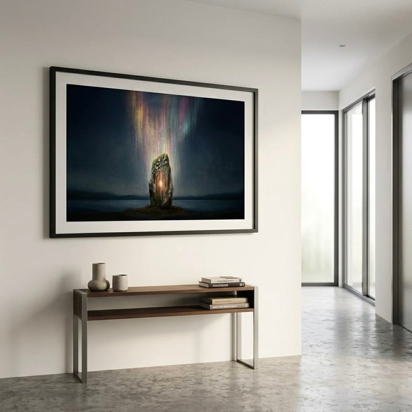 Mystic Stone Wall Art: Aurora Borealis Portal