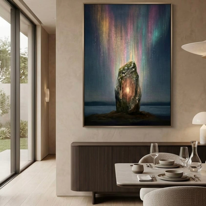 Mystic Stone Wall Art: Aurora Borealis Portal