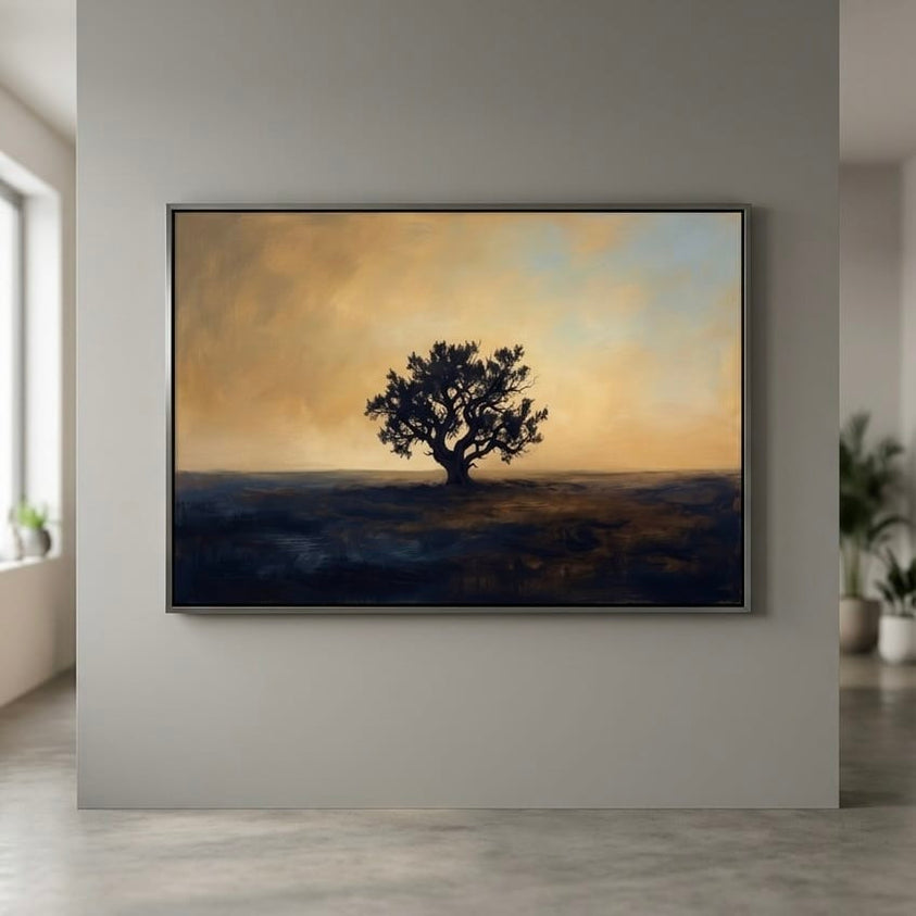 Moody Tree Wall Art - Golden Hour Silhouette